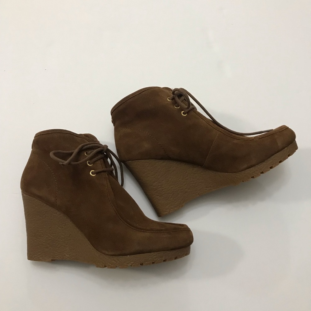 Michael Kors ~RORY Brown Suede Wedge Ankle Booties